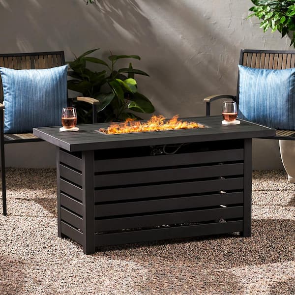 47 in. 30,000-BTU Rectangular Steel  Outdoor Patio Fire Pit Table in Black