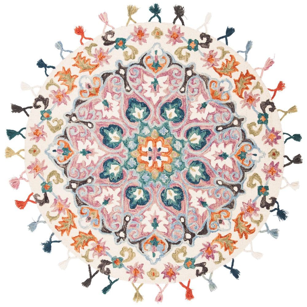 Novelty 7 ft. x 7 ft. Pink/Blue Paisley Round Area Rug price history on PriceWatchPro