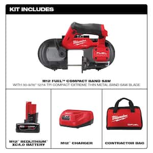 M12 FUEL 12-Volt Lithium-Ion Cordless Compact Band Saw XC Kit with (2) 4.0 Ah Battery, Charger and Bag