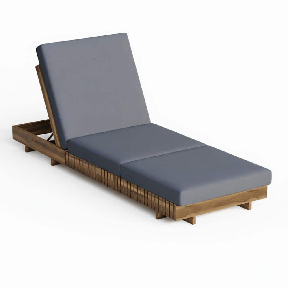 Brown Acacia Wood Outdoor Lounge Chair with 3-Fold Gray Cushions price history on PriceWatchPro