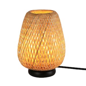 5.31 in. Beige Rattan Bamboo Woven Japanese Stye Table Lamp