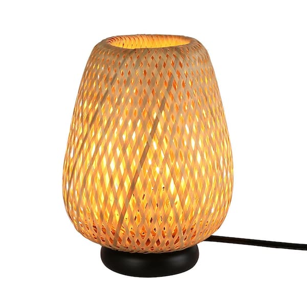 Unbranded 5.31 in. Beige Rattan Bamboo Woven Japanese Stye Table Lamp