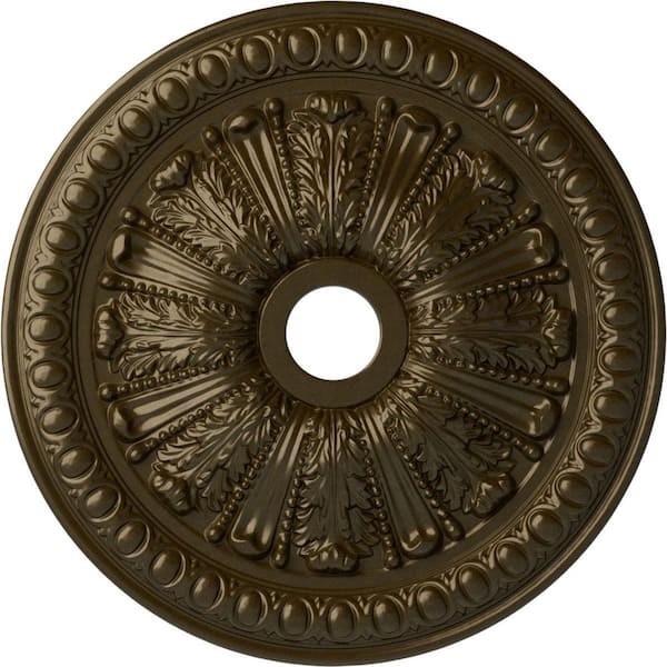Ekena Millwork 2-1/2" x 27-7/8" x 27-7/8" Polyurethane Tomango Egg & Dart Ceiling Medallion, Brass