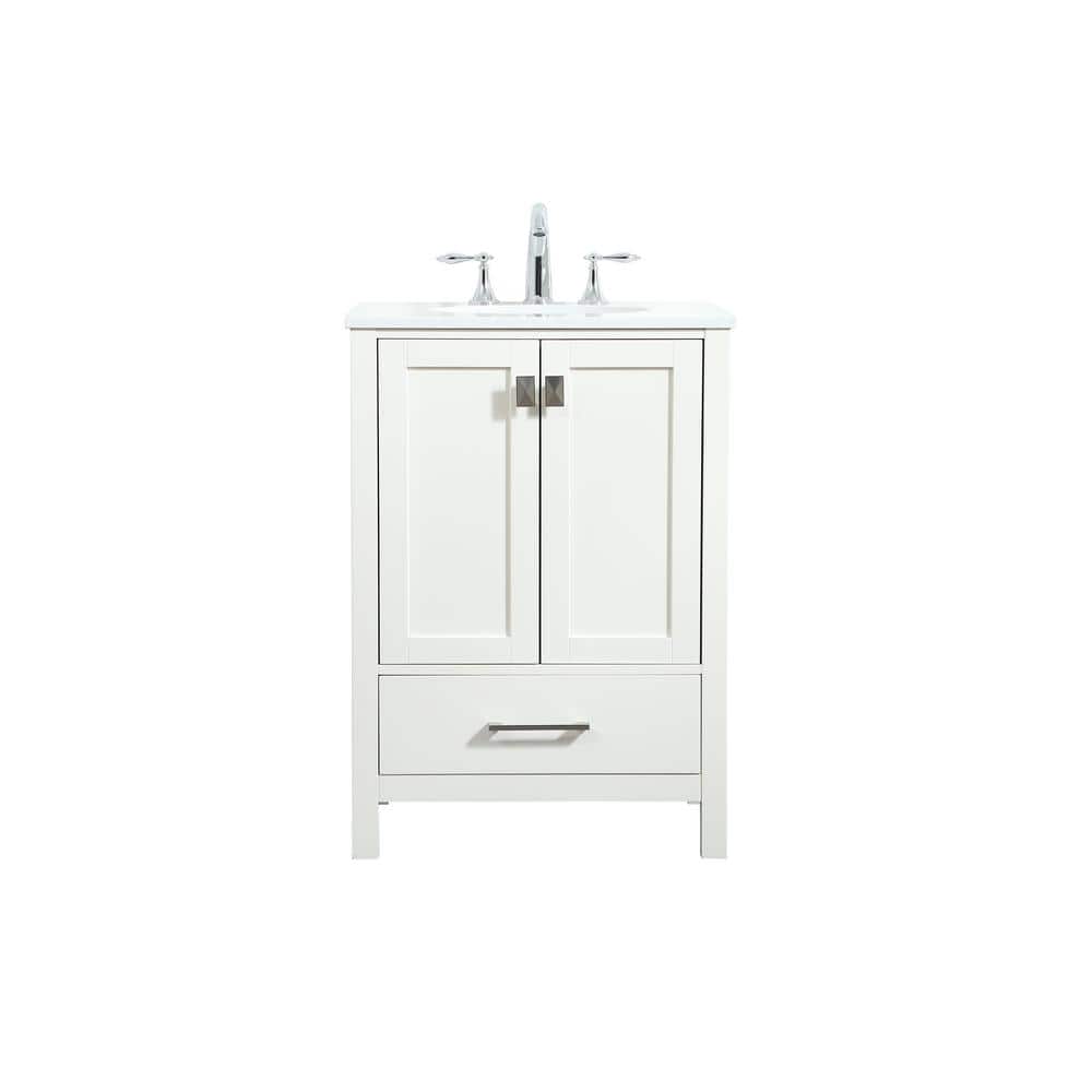 timeless home 24 in. w single bath vanity in white with quartz vanity top  in calacatta with white basin th37624hdwh - the home depot