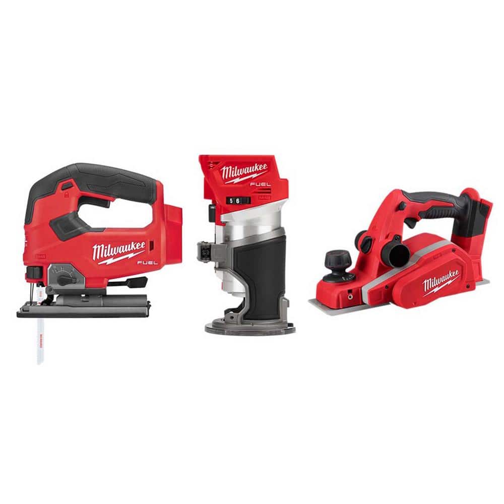 Milwaukee M18 FUEL 18V Lithium-Ion Brushless Cordless Jig Saw/Compact Router/3-1/4 in. Planer Combo Kit (3-Tool) -  2737-20-2723-2