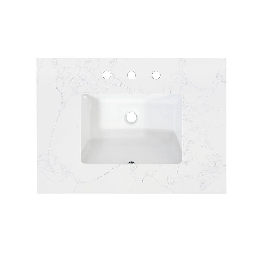 Ceres 31" White Engineered Stone Vanity Top with Undermount Sink