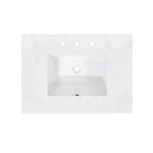 Ceres 31 in. W x 22 in. D Engineered Stone Composite White Rectangular Single Sink Bath Vanity Top in Grain White