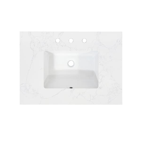 Altair Ceres 31 in. W x 22 in. D Engineered Stone Composite White Rectangular Single Sink Bath Vanity Top in Grain White