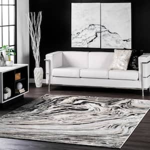 Drea Marble Gray Doormat 3 ft. x 5 ft. Abstract Indoor Area Rug