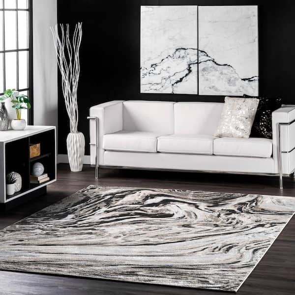 Drea Marble Gray 5 ft. x 8 ft. Abstract Indoor Area Rug