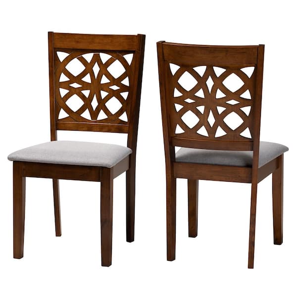 Baxton Studio Abigail Grey and Walnut Brown Dining Chair Set of 2