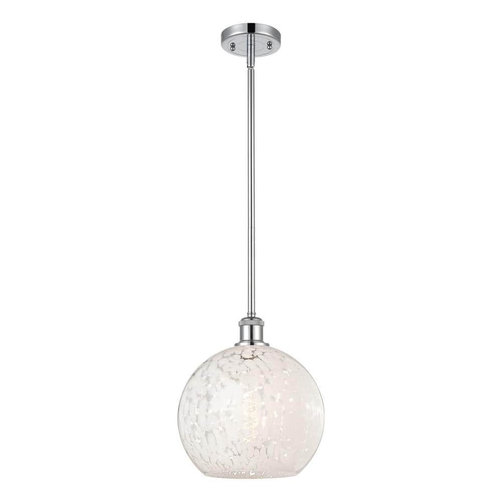 White Mouchette 100-Watt 1-Light Polished Chrome Standard Mini Pendant Light with Painted Glass Shade, No Bulbs Included price history on PriceWatchPro