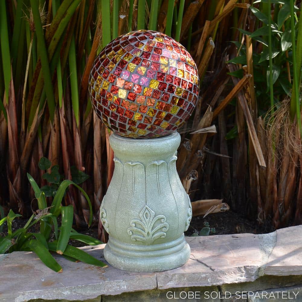 12" Tall Green Polyresin Roman Column Gazing Globe Stand