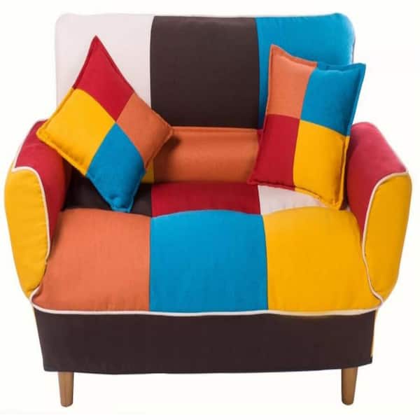 Angel Sar 71.6 in. Width Colorful Polyester Twin Size Rectangle Straight Sofa Bed with 2 Pillows