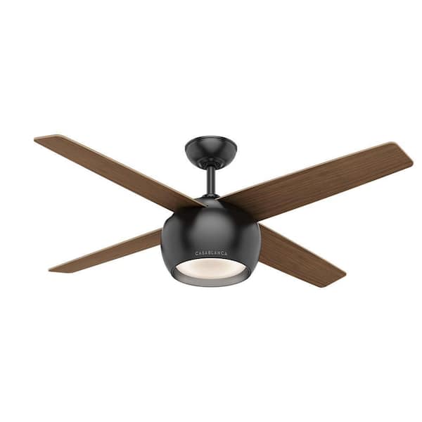 Casablanca Valby 54 in. LED Indoor Matte Black Ceiling Fan with Light and Wall Control