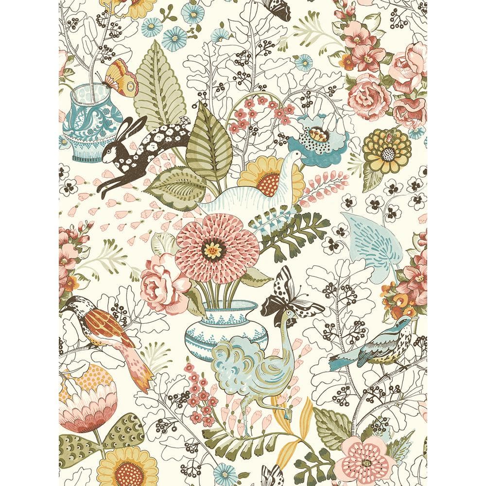 A Street Prints Whimsy Pink Fauna Paper Non Pasted Wallpaper Roll Covers 56 4 Sq Ft 2821 12802 The Home Depot
