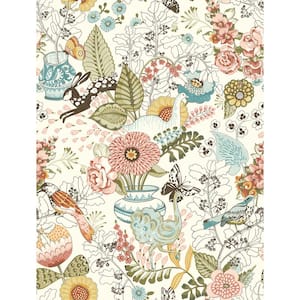 Whimsy Pink Fauna Paper Non-Pasted Wallpaper Roll (Covers 56.4 Sq. Ft.)