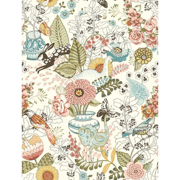 A-Street Prints Whimsy Pink Fauna Paper Non-Pasted Wallpaper Roll (Covers 56.4 Sq. Ft.)