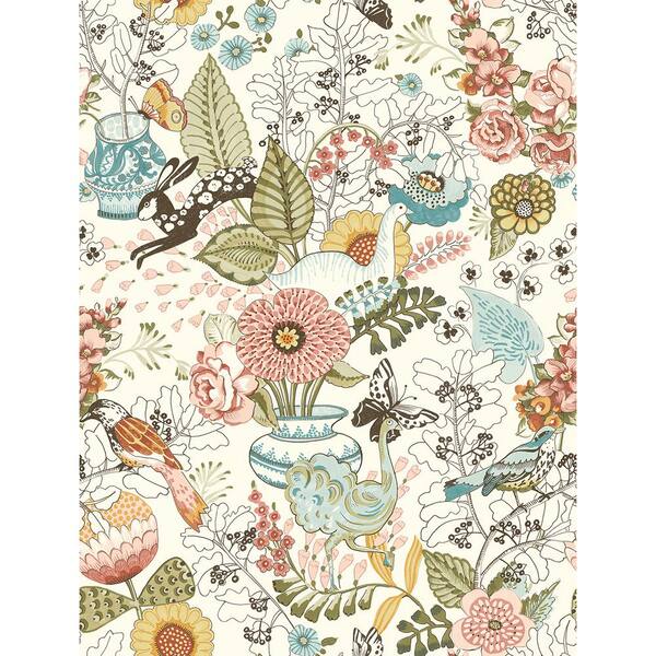 A-Street Prints Whimsy Pink Fauna Pink Wallpaper Sample