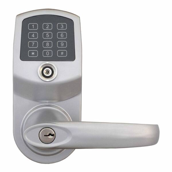 LockState 800 Code Commercial Outdoor Electronic Keyless Single Cylinder Silver Door Lock