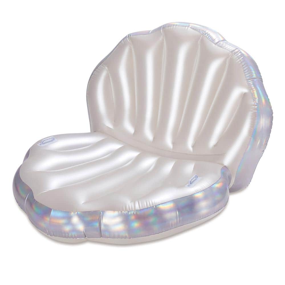 Summer Waves 75 in. x 57 in. Large Holographic Seashell Inflatable Swimming  Pool Float K71261000-SW - The Home Depot