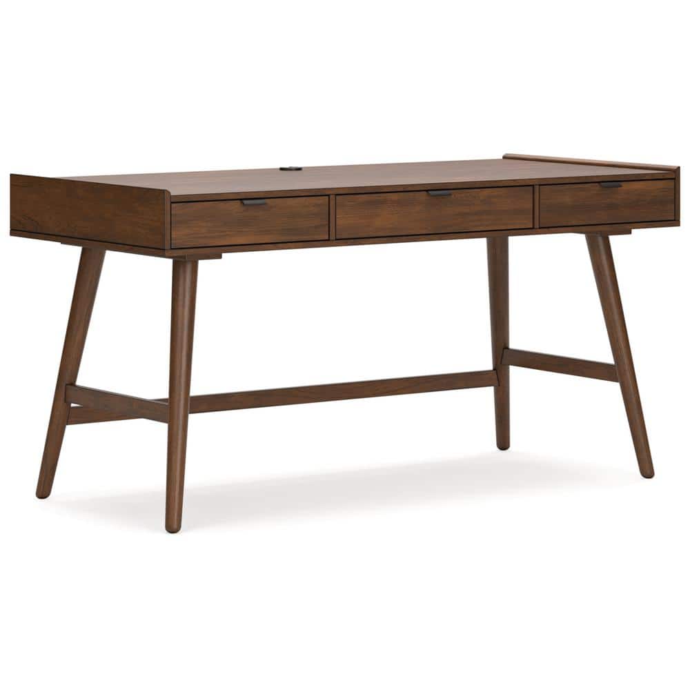 Lyncott 60" Brown Wood Home Office Desk with Drawers