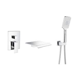 Mondawell Waterfall Single-Handle 3-Spray High Pressure Tub and Shower Faucet in Chrome Valve Included