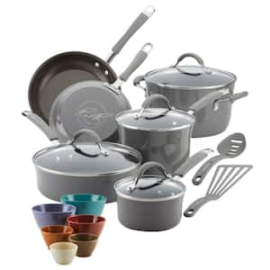 T-fal Initiatives 18-Piece Aluminum Nonstick Cookware Set in Red B209SA74 -  The Home Depot