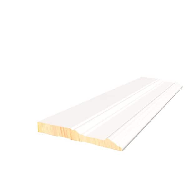 5/8 in. D x 5-1/4 in. W x 96 in. L Primed Pine Wood Finger Joint Baseboard Moulding