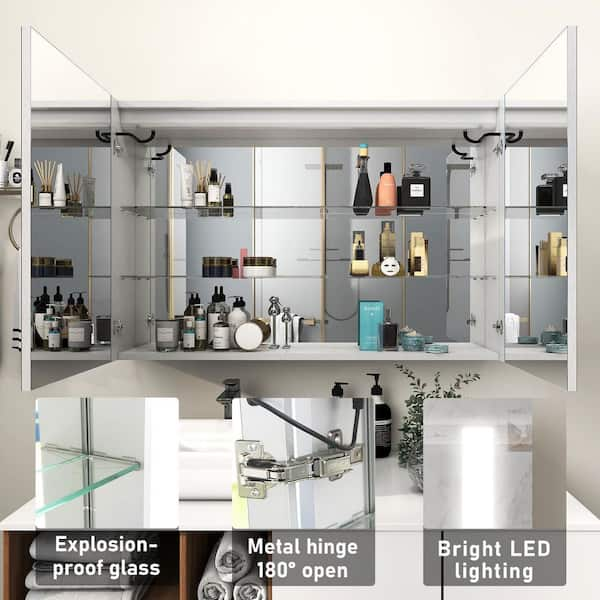 LIKIMIO Bathroom Medicine Cabinet with Two Mirror Doors