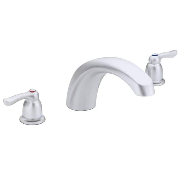 MOEN Chateau 2-Handle Low Arc Deck-Mount Roman Tub Faucet in Brushed Chrome (Valve Not Included)