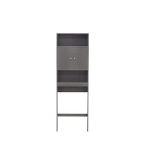 7.87 in. W x 76.77 in. H x 24.8 in. D Gray Over the Toilet Storage with Adjustable Shelves
