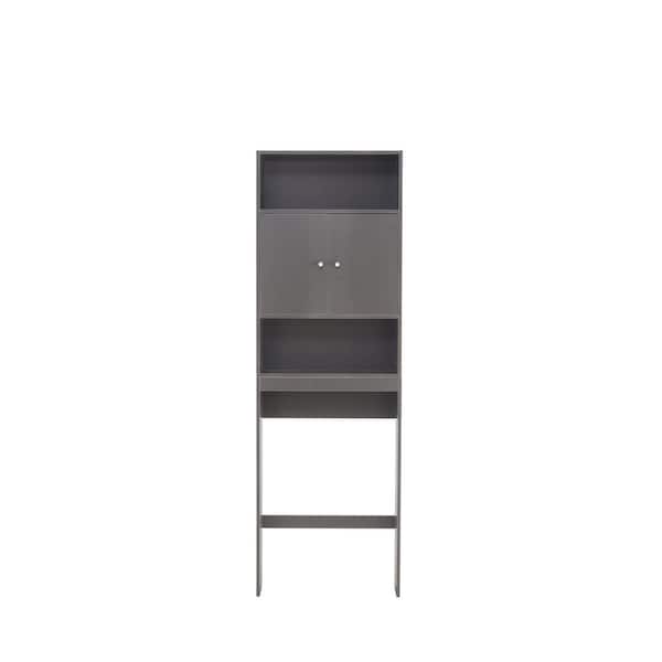 Unbranded 7.87 in. W x 76.77 in. H x 24.8 in. D Gray Over the Toilet Storage with Adjustable Shelves