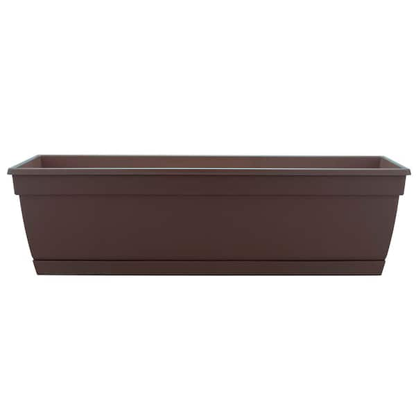 Southern Patio Newbury Small 7.86 in. x 35.75 in. 23 qt. Cocoa Resin ...