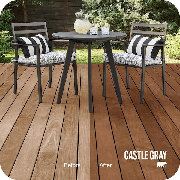 8 oz. #ST-147 Castle Gray Semi-Transparent Waterproofing Exterior Wood Stain and Sealer Sample