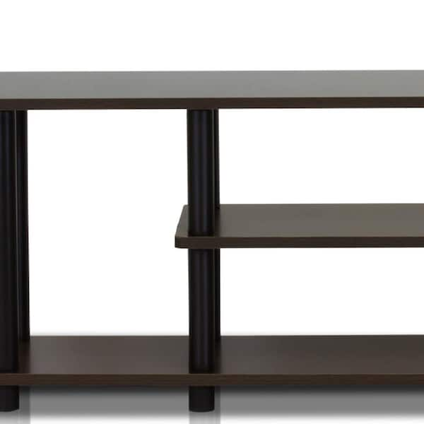 Furinno Turn-N-Tube 2024 No Tool 3-Tier Entertainment TV Stands, Gray/Black