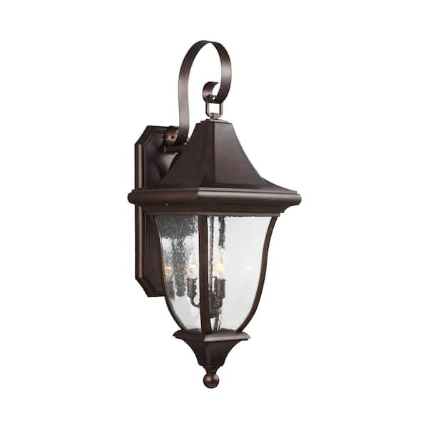 Generation Lighting Oakmont 3-Light Patina Bronze Outdoor 33.75 in. Wall Lantern Sconce