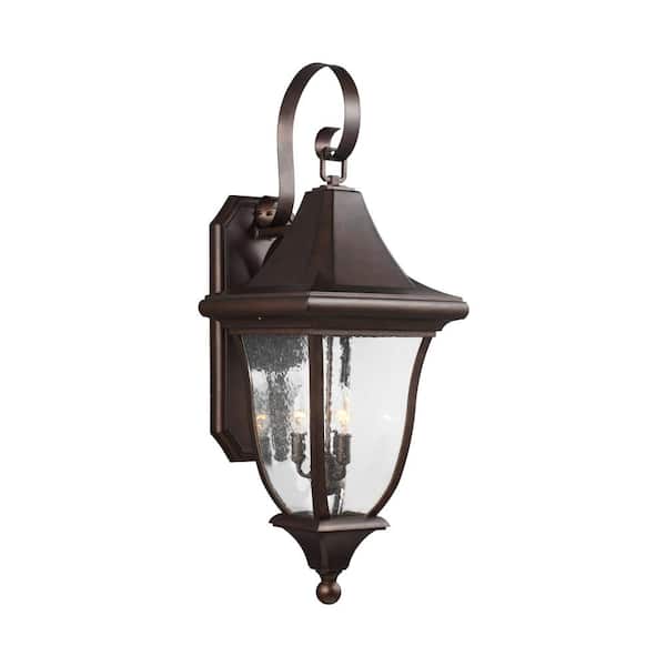Oakmont 3-Light Patina Bronze Outdoor 33.75 in. Wall Lantern Sconce