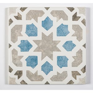 Luv Charmed Black/White/Blue/Gray 8 in. x 8 in. Smooth Matte Porcelain Floor and Wall Tile (8.17 sq. ft./Case)