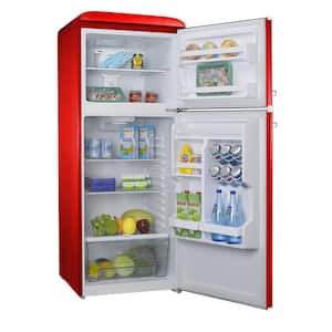 10.0 cu. ft. Retro Top Freezer Refrigerator with Dual Door True Freezer, Frost Free in Red