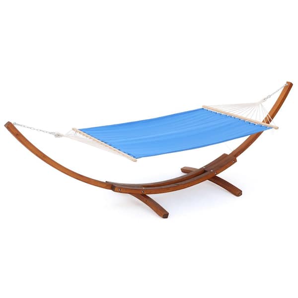 Noble House Richardson 6 ft. Fabric Outdoor Patio Hammock Bed in Light Blue