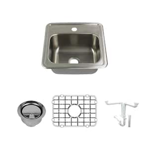 Select All-in-One Drop-In Stainless Steel 15 in. 1-Hole Single Bowl Kitchen Sink in Brushed Stainless Steel