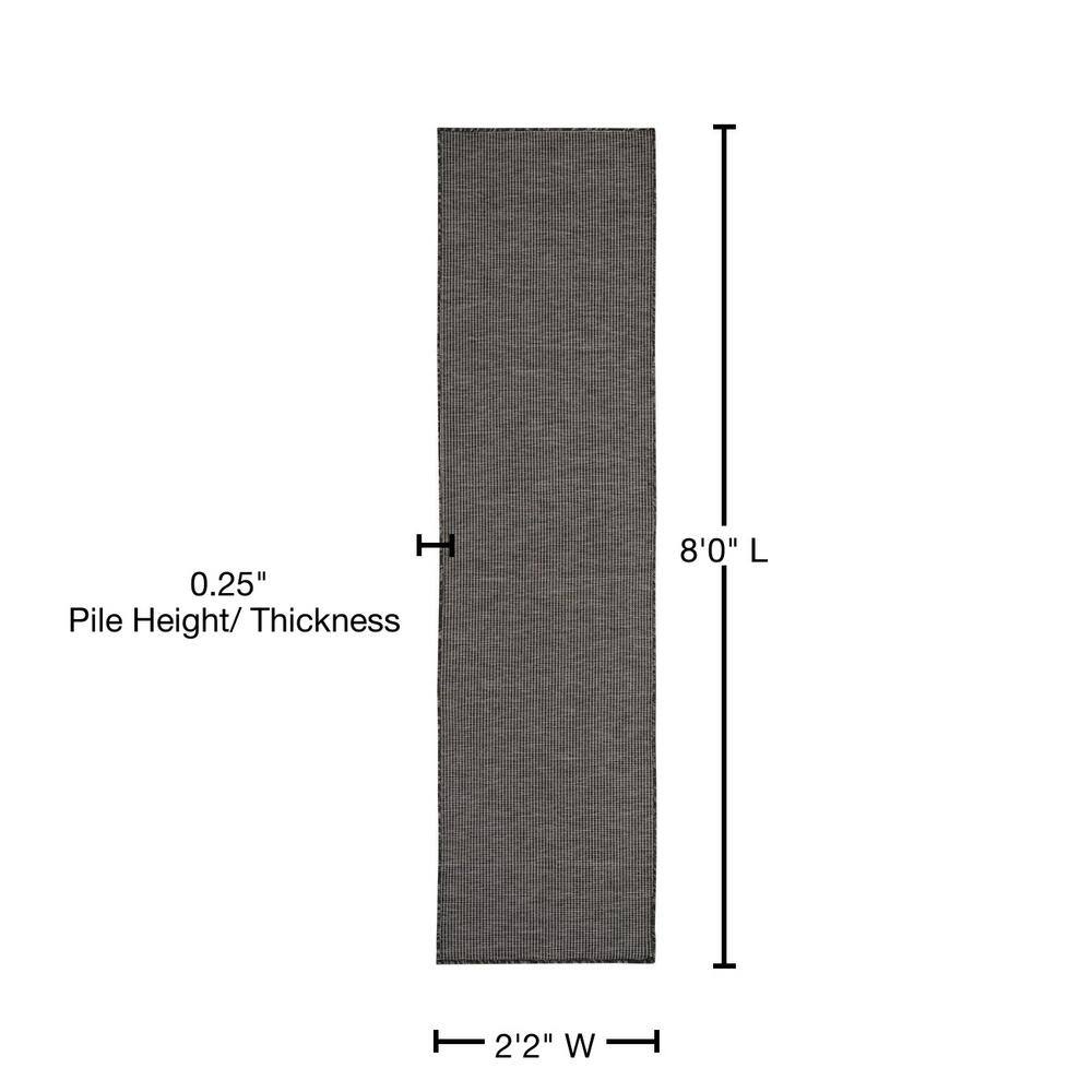 Charcoal Flat Woven Synthetic Runner Rug 2'2" x 8'0"