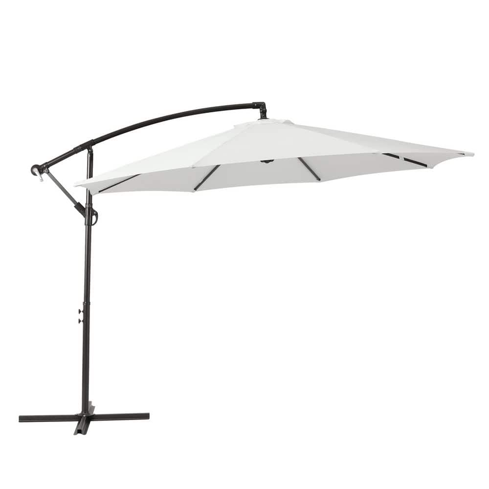 Bayshore Outdoor 10 ft. Hanging Offset Cantilever Patio Umbrella with Easy Crank Lift and Cross Base in White price history on PriceWatchPro