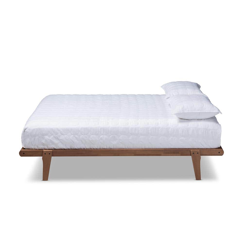 Kaia Mid-Century Modern Walnut Brown Queen Platform Bed Frame