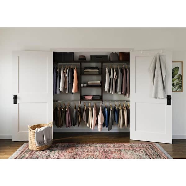 Hanging 60 in. W - 96 in. W Espresso Wood Closet System