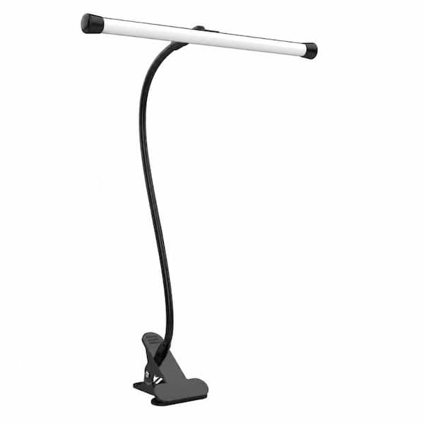 LED Clamp Desk Lamp with Flexible Gooseneck, 10 Brightness Levels, 3 Color Modes, 5W Task Light Black