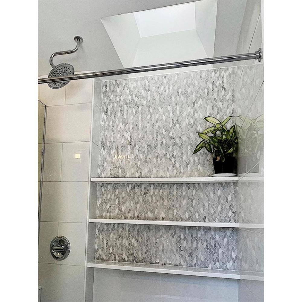 White and Gray Leaf Pattern Marble Mosaic Tile
