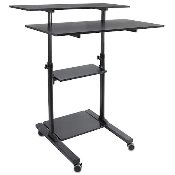39.5 in. Black Height Adjustable Rolling Standing Desk