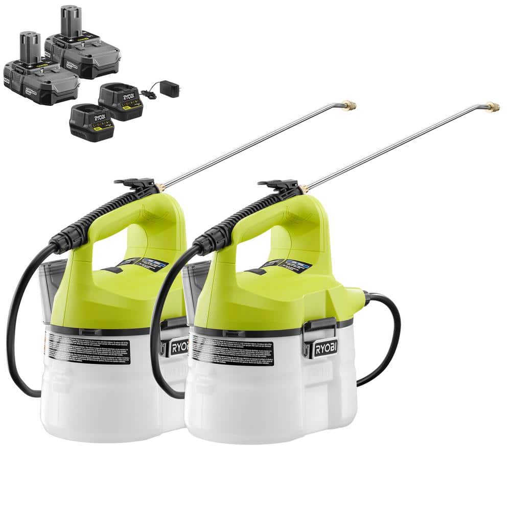 RYOBI ONE+ 18V Cordless Battery Gal. Chemical Sprayer (2-Tool) with (2)  1.3 Ah Batteries and (2) Chargers P2810-CMB1 The Home Depot